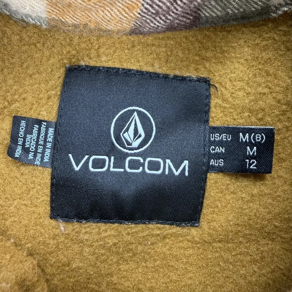 Volcom Men's Plaid Flannel Shacket Jacket Medium‎ Brown/Olive